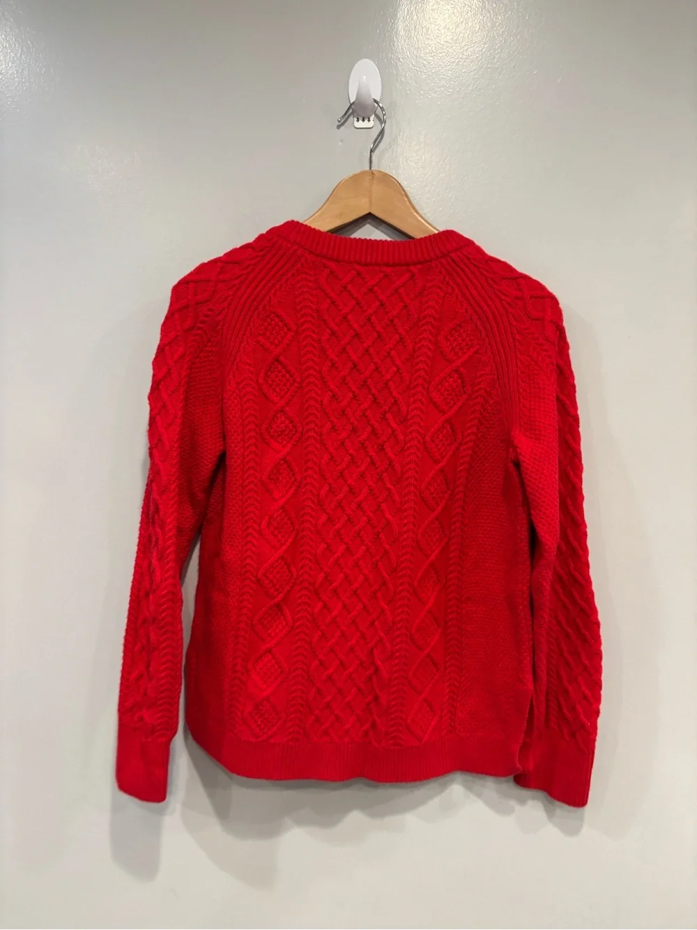 J. Crew Bright Red Cable-Knit Crewneck Sweater